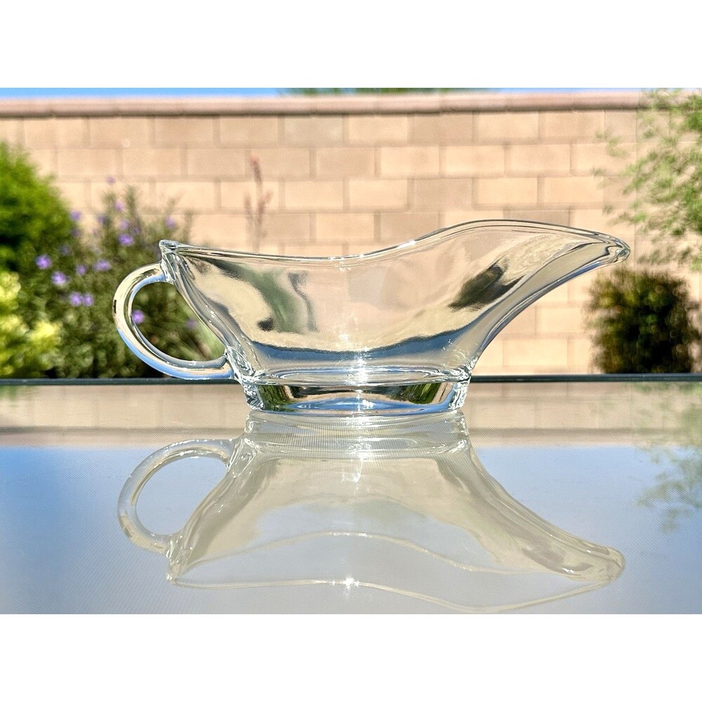 Vintage ANCHOR HOCKING Clear Glass GRAVY BOAT Serving Bowl Dish 10 oz